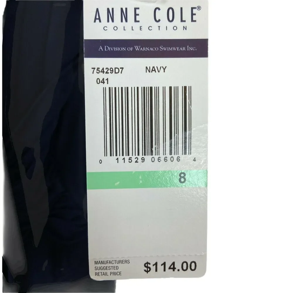 Anne Cole Swimsuit Womens Size 8 Navy Blue Adjustable One Piece MSRP 118 New